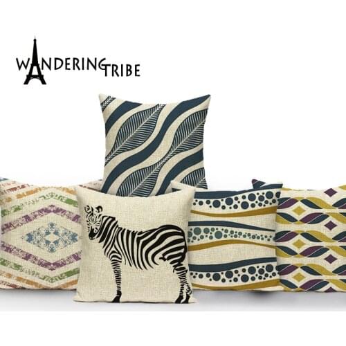 Square colorful Home Cushion Decorative soft seat car Covers linen geometry Diverse wave pure suit cushion zebra Cushion cover