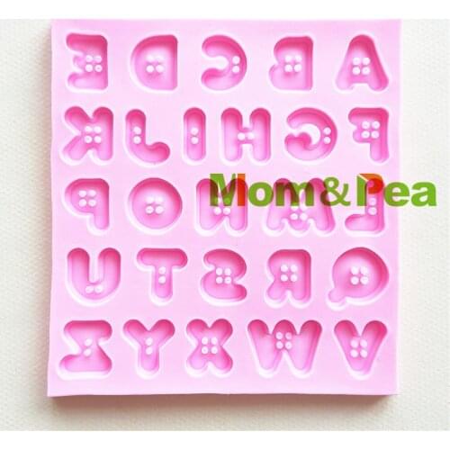 Mom&Pea 1452 Free Shipping Button Letters Mold Cake Decoration Fondant Cake 3D Mold Soap Mold Food Grade