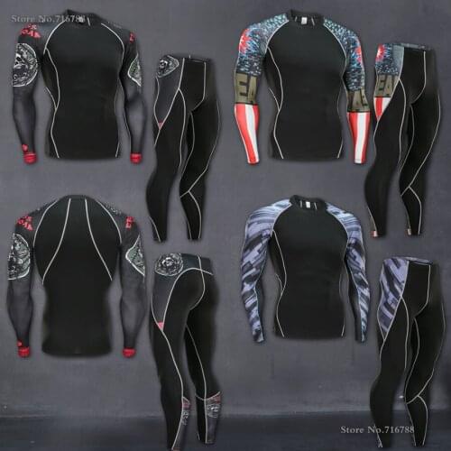 Men Fitness Clothing Set Fashion GEJINIDI Tracksuit Set Plus Size Brand Clothing Sportswear Sets 3D Print Full Compression Sets