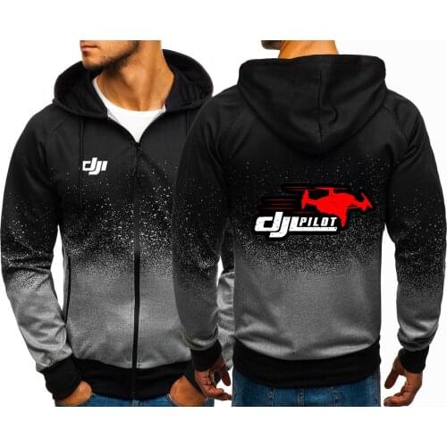 2021 Dji Mavic Pilot Logo Male Custom Casual Harajuku Zipper Gradient Color Hoodies Mens Sweatshirts Man Jacket Coats