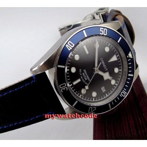 41mm corgeut black dial luminous Sapphire Glass Automatic mens diving Watch c9