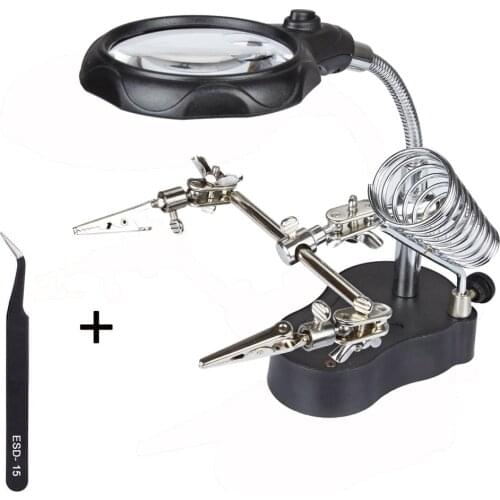 New magnifying glass 3,5 x 12X 3rd piece, aid Clip, LED lighting, hand welding stand, magnifying glass, Lens Repair