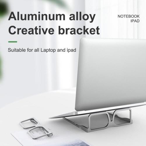 Eyeglasses Shape Portable Folding Notebook Computer Stand Raise Heat Dissipation Bracket Flat Metal Laptop Desk Stand