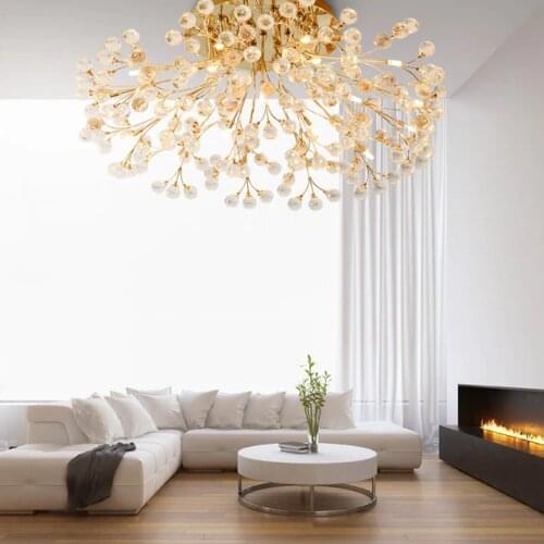European Style Frosted Crystal Ceiling Light For Living Room Bedroom Led Remote Control Luxury Rose Lamp Home Lighting