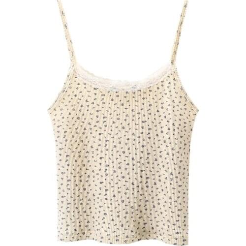 Casual Women Soft Cotton Square Collar Sling 2021 Summer Fashion Ladies High Street Sexy Sling Female Printed Straight Sling