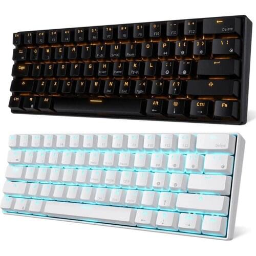 RK61 Wired Bluetooth-compatible Keyboard Dual Mode 60% Golden/ Ice Blue Backlit 61 Key Portable Mechanical Gaming Keyboard
