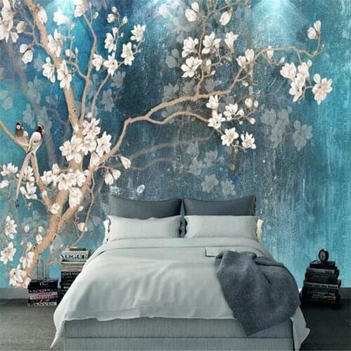 Hand-painted magnolia background wall professionally made murals, wallpaper wholesale, custom poster photo wall