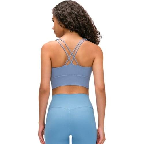 ABS LOLI Sexy Padded Strappy Gym Workout Sports Bras Top Women Naked Feel Athletic Brassiere Fitness Yoga Bra Tops