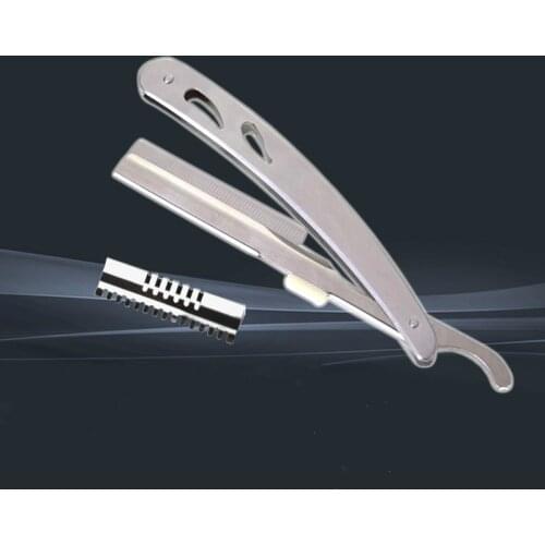Stainless Steel Straight Edge Razor Hair Barber Feather Shaving Razors F-090 In Foldable Design Removeable