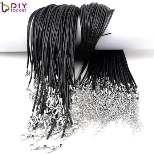 Wholesale100pcs/lot Black Leather Cord Adjustable 50+5cm Rope Chain Necklace for DIY Jewelry Making Findings LSCH15