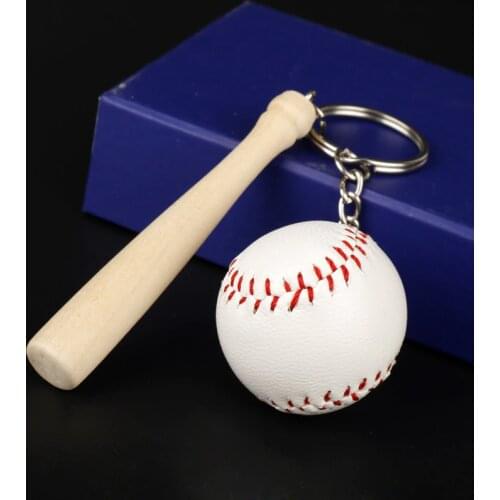 Sport Keychain Ball Baseball Pendant Key Chain Key Rings Wooden Keys Car Accessories