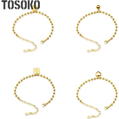 TOSOKO Stainless Steel Jewelry Queen Image Steel Ball Bracelet Various Pendant Bracelets Fashion For Women BSE053
