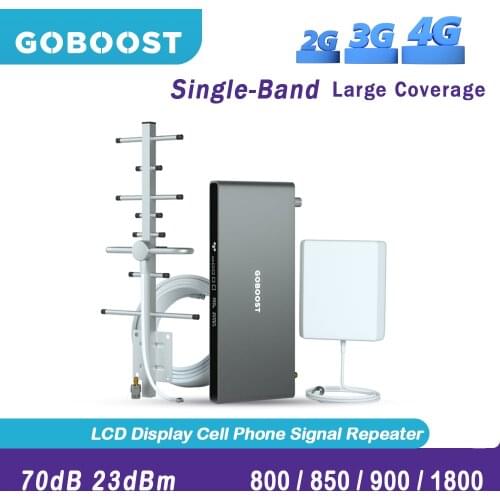 GOBOOST 2G 3G Signal Amplifier LTE 800 850 900 1800MHz 4G Mobile Cellular Repeater 4G Antenna Mobile Network Booster A Full Kit
