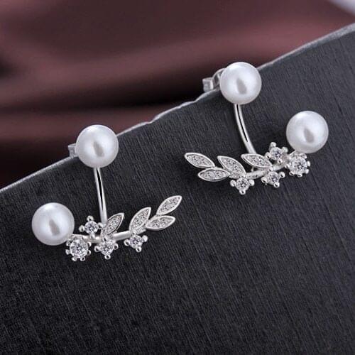 Hot Sale Korean Jewelry New Zircon Crystal Pretty Earrings For Women Fashion Jewelry 925 Sterling Silver Pearl Love Gifts