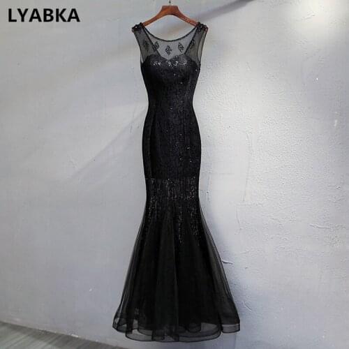 2019 Hot Sale Black Evening Dress Mermaid Sequined Robe De Soire Custom Made Abendkleider Sweetheart Evening Dresses Long Dress
