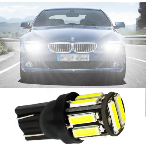 1pcs W5W T10 Car Leds DC 12V 7020 10SMD 194 168 Wedge Turn Signal Reverse License Plate Trunk Lamp White Bulbs Clearance Lights
