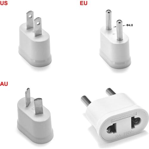 100pcs EU AU US EU KR Plug Adapter American Australia CN Travel Adapter Euro Electrical Plug Converter Power Charger Sockets