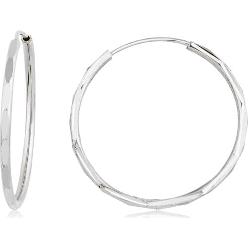 14k Pen Hoop Earrings White (2. Model 4. Size) W4E35025