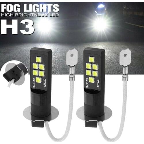2Pcs H3 LED Bulb LED Fog Light Bulb Lights Universal 12V Fog Light White High Bright Car Lamp Waterproof Auto Accessories