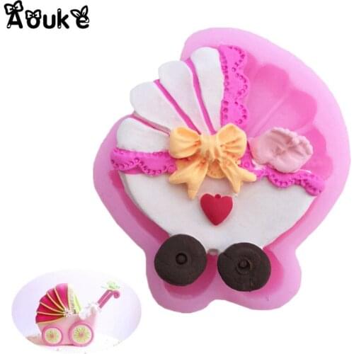 3D Baby Car Shape Chocolate Biscuits Molds Fondant Cake Mold Liquid Silicone Mould Wedding Decorating Embossed DIY Cooking Tools
