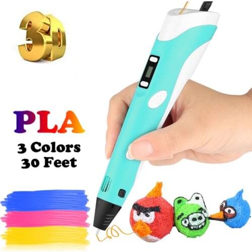 Dikale 3D Printing Pen 2nd Generation LED Screen Impresora 3D Imprimante Stift Pencil PLA Filament for Kids Adult DIY Art Gift