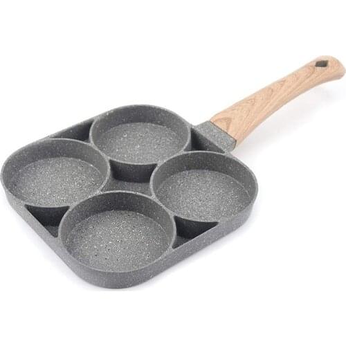 4-Cup Non Stick Egg Frying Pan, Omelette Pan Egg Pan Pancake,Aluminium Alloy Fried Egg Cooker Skillet With Wood Handle