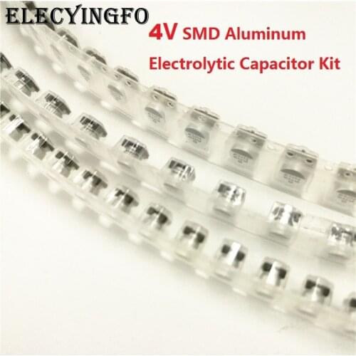 60Pcs/Lot 47uF 100uF 220uF 4V SMD Aluminum Electrolytic Capacitor Assorted Kit Set, 3values*20pcs=60pcs Samples Kit