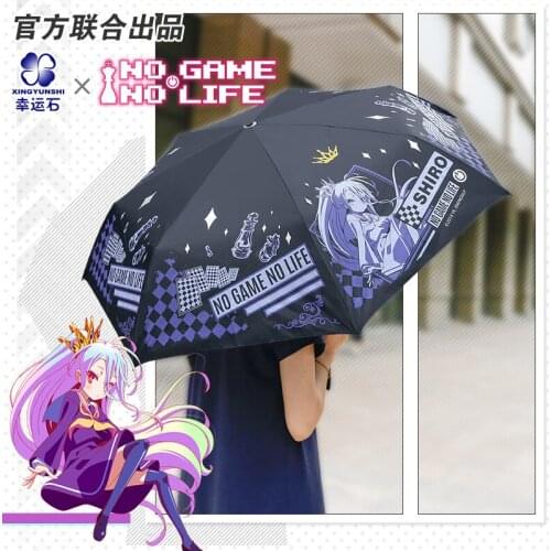 No Game No Life Sora Shiro Folding Umbrella Rain Women Anti UV Parasol Comics Role Anime Character New Trendy Action Figure Gift