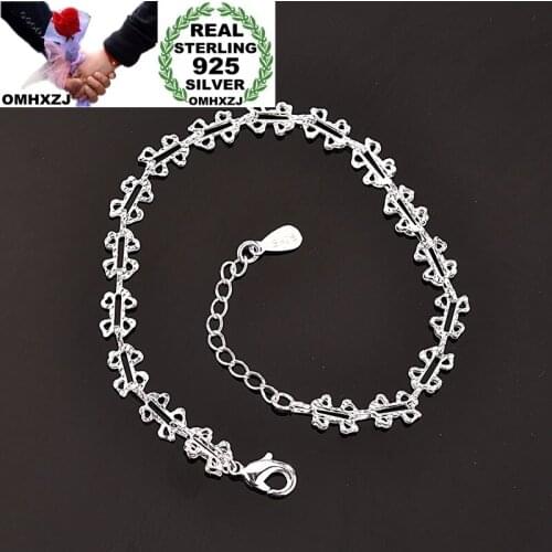OMHXZJ BA142 Wholesale European Fashion Woman Girl Party Birthday Wedding Gift Geometric S925 Sterling Silver Bracelet Bangle