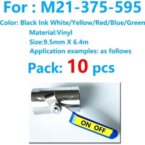 10 Pack Bmp21 M21-375-595 Label Tape Black On White vinyl film Compatible for BMP21 Plus ID PAL LABPAL Label Maker BMP21 LAB