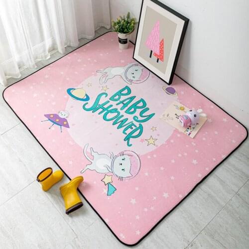Cartoon Baby Pink Carpet Kids Bedroom Girls Room Carpet Living Room Rabbit Unicorn Play Rugs Non-slip Boys Large Floor Mat