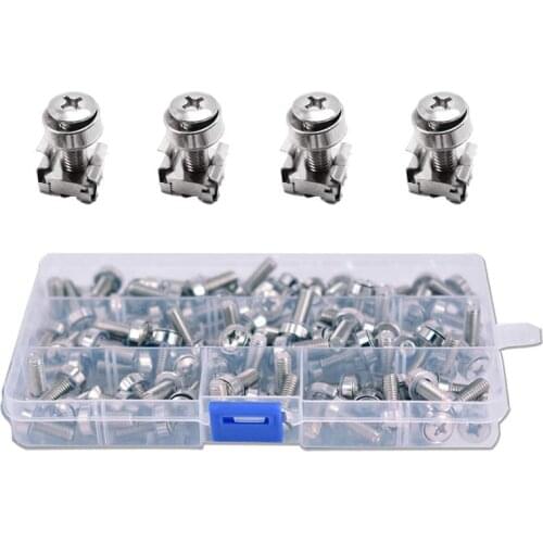 50 Sets M6 Square Hole Hardware Cage Nuts&Mounting Screws Washers for Server Rack and Cabinet(M6 X 20Mm)(Screw+Washer+Cage Nut)