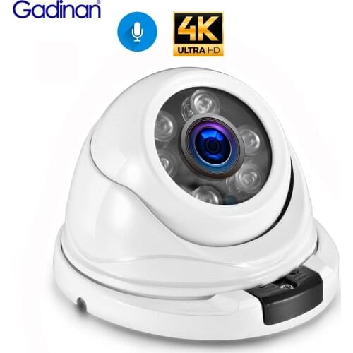 Gadinan 4K Ultra HD 8MP IP Camera Wide Angle 2.8mm Outdoor Audio POE H.265 Metal Dome 5MP 4MP Home CCTV Security Camera Onvfi