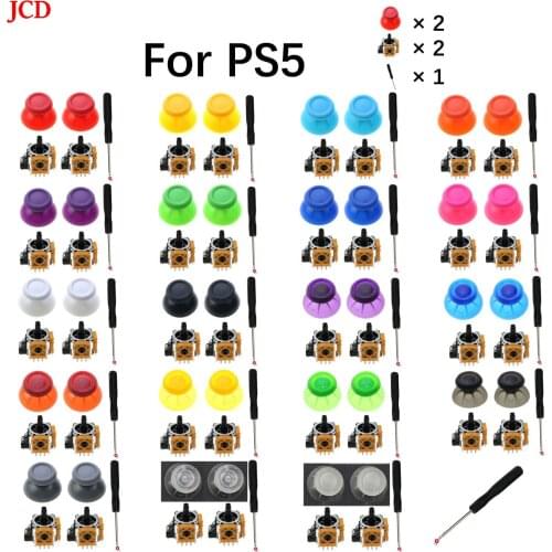 JCD 3d Analog Stick Sensor Potentiometers &Thumb Sticks Cap Cover for ps5 Controller Repair Parts with tool