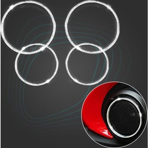 KJAUTOMAX For Mini Cooper R55 R56 Speaker Decoration 4pcs/Set Crystal Zinc Alloy Ring