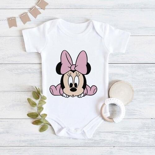 New Arrival Baby Minnie Mouse Print Funny Disney Toddler Romper Casual Comfortable Harajuku Girls Infant Clothes Dropship