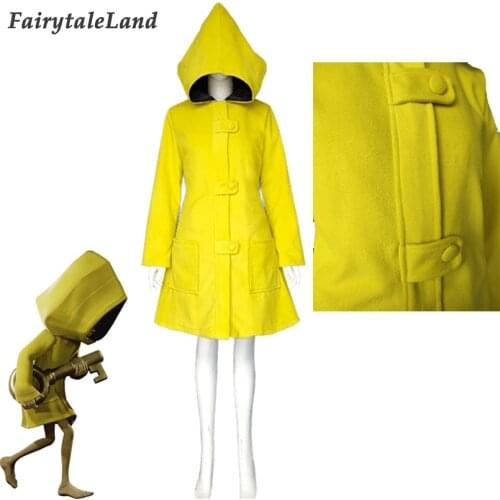 Horror Adventure Game Little Nightmares Costume Little Girl Six Cosplay Outfit Yellow Jacket with Hat
