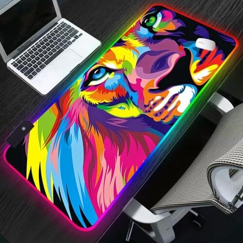 Animal Lion RGB Mouse pad gamers decoracion Extend Game Desk Mousepad Office Professional Mouse Pad Game Keyboard Mat xl carpet
