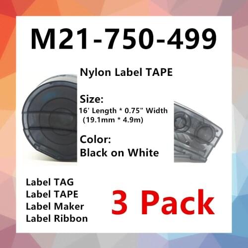 3Pack bmp21 Label TAPE Nylon M21 750 499 Label Tape Cintas for BMP21 Plus LAB Printer Cable Wire Marking Labs Fiber