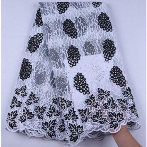 Top Sale Milk Silk Lace Fabric Black French Milk Silk Lace Fabric High Quality African Lace Fabric With Stones For Dress F1644