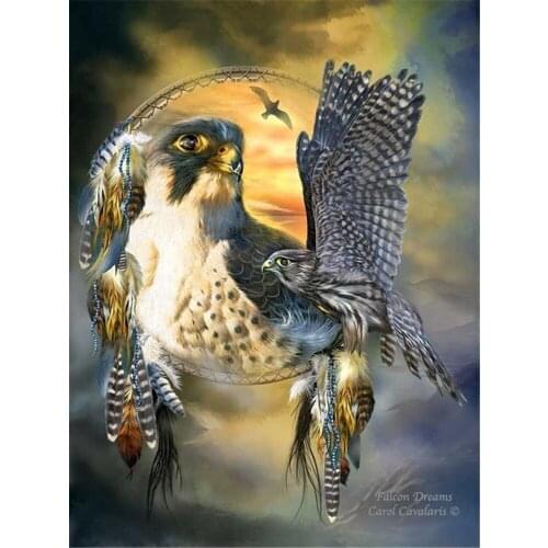 Dreamcatcher Wolf Printed Water-Soluble Canvas 11CT Cross Stitch Embroidery Patterns DMC Threads Hobby Handiwork Gift