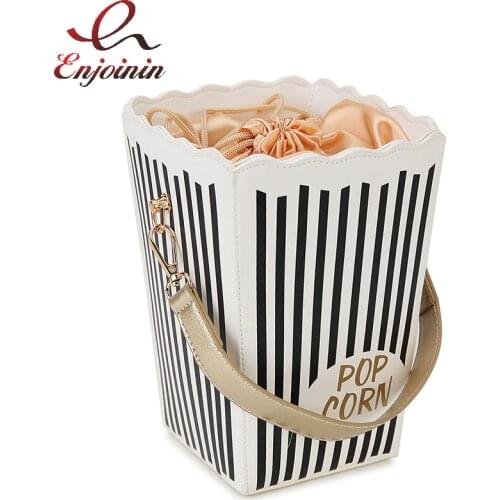 Cute Popcorn Crossbody Shoulder Bag Cartoon Girl Women Novelty Handbag Fashion Bucket Purses Female Designer Bags Pu Leather