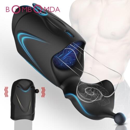 Adult Male Masturbator Penis Delay Trainer Vibrator Delay Ejaculation Glans Stimulate Massager Pussy Vibrator Sex Toys for Men