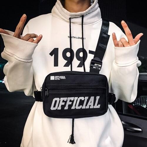 Tri-Strap Chest Bags For Women Small Waist Pack Fashion Street Style Hip-Hop Rectangle Men Chest Rig Bag