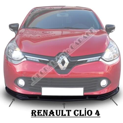 For Renault clio 4 Front Bumper Attachment Lip 2012-2019 Piano Glossy Black Splitter Diffuser Universal Spoiler Bumper Mud Flaps