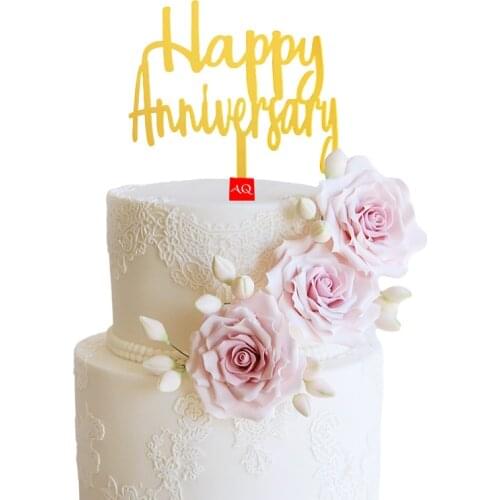 New Happy Birthday Anniversary Cake Topper Sorry Congratulations Acrylic Golden Cake Topper For Party cake Decorations Supplies