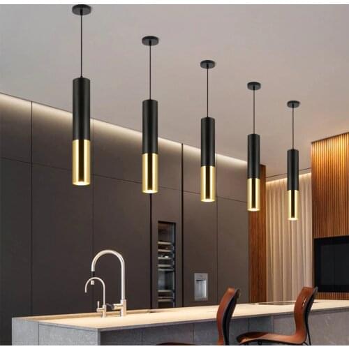 Single lantern simplicity Led down light hanging wire restaurant front desk bar spotlight long cylindrical pendant light