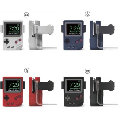 OOTDTY Silicone Retro Game Console Design Charge Stand Holder Station Dock for Apple Watch Series 1/2/3/4 42mm 38mm 40mm 44mm