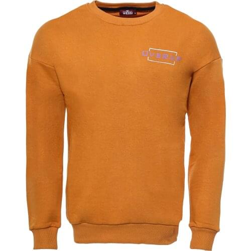Orange Printed Circle Neck Sweatshirt