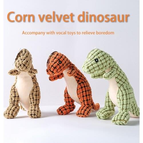Plush Dinosaurs Shape Bite Resistant Molar Teeth Vocal Squeaker Toys Dog Golden Retriever Labrador Toy Pet Accessories